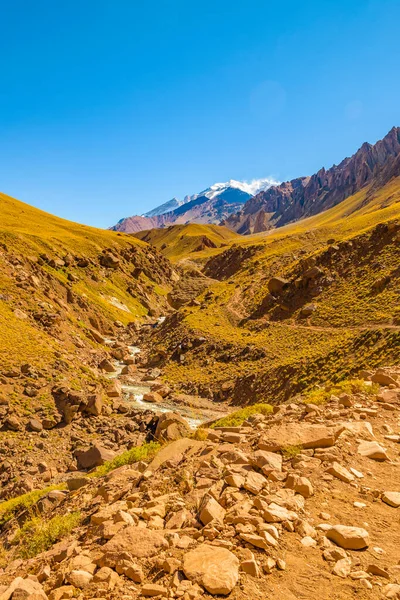 Arid Landschap Scène Aconcagua Nationaal Park Mendoza Provincie Argentinië — Stockfoto