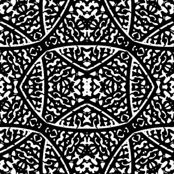 Černobílé Abstraktní Arabesque Složité Bezešvé Vzor Pozadí — Stock fotografie