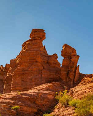 Talampaya Ulusal Parkı 'ndaki gündüz manzarası, la rioja bölgesi, Arjantin