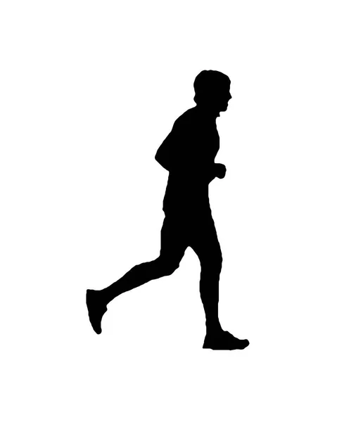 Silueta Gráfica Vista Lateral Hombre Corriendo Forma Aislada Sobre Fondo —  Fotos de Stock
