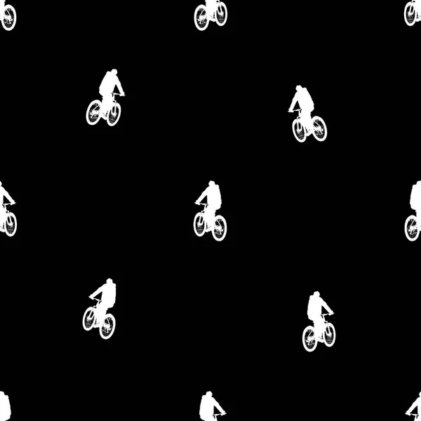 Ridning Cykel Motiv Sömlös Mönster Design Svart Och Vitt Färger — Stockfoto