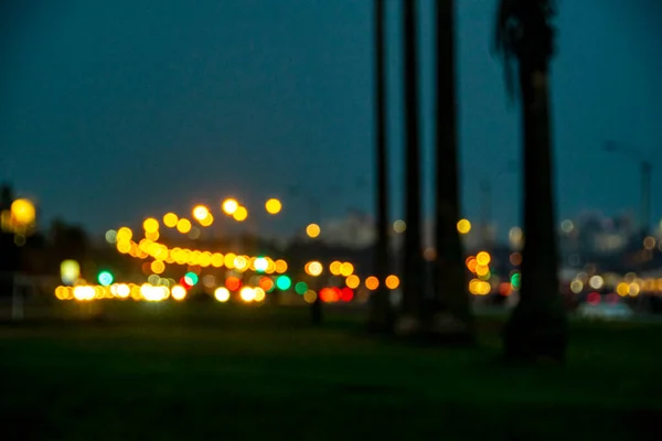 Bokeh Effect Uban Nacht Scene Montevideo Uruguay — Stockfoto