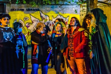 MONTEVIDEO, URUGUAY, EYLÜL 2020 - Gece Sahnesi Çeşitliliği geçit töreni, Montevideo şehri, uruguay