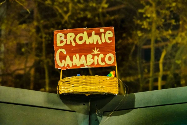 Cartoon Cannabic Brownie Diversity Parade Celebration Montevideo City Uruguay — Stock Photo, Image