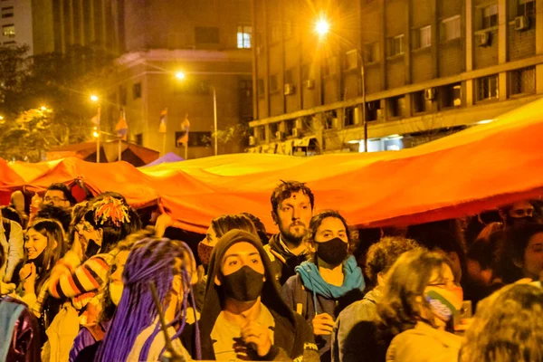 蒙特维多 乌鲁圭 2020年9月 夜晚现场多样性游行庆祝活动 蒙特维多市 乌鲁圭 — 图库照片