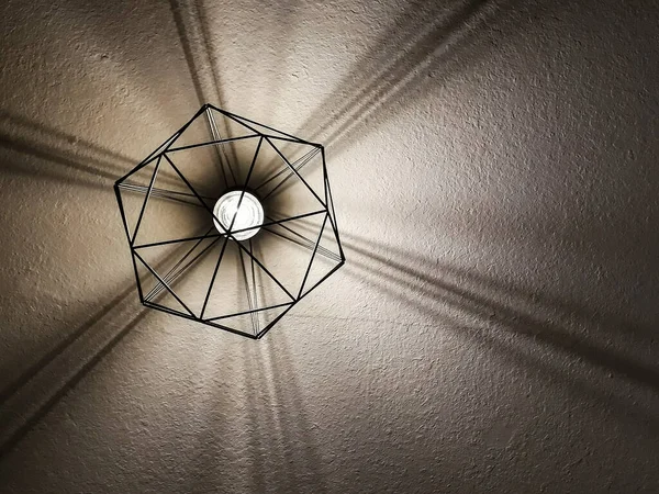 Low Angle Iron Style Ceiling Home Lamp Scene — Stock Photo, Image