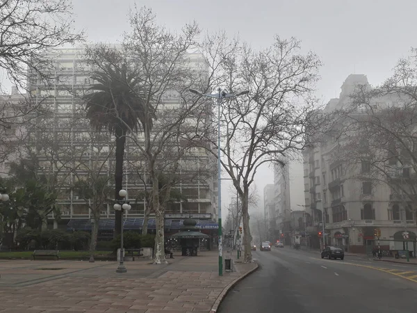 Montevideo Uruguai Agosto 2020 Inverno Nebuloso Cena Urbana Praça Cagancha — Fotografia de Stock