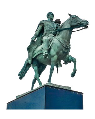 İzole edilmiş Simon Bolivar heykeli beyaz arkaplan üzerinde