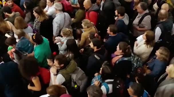 Montevideo Uruguay Abril 2019 Top View Vídeo Crowd Stucked Ferry — Vídeo de Stock