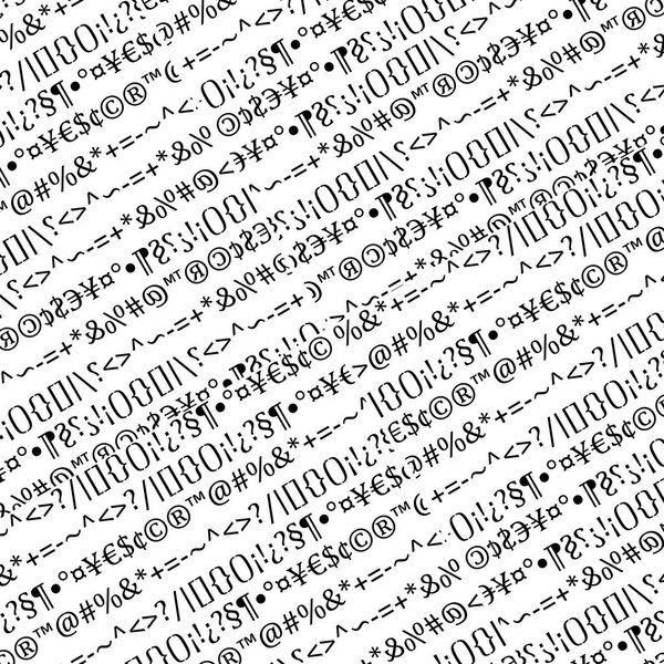 Random typographic pattern composed of keyword special characters from a standard computer keyboard.