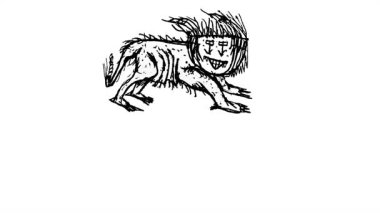 Yan görünüm tüm vücut portresi siyah beyaz kedi eli izole edilmiş çizim yan yana atlama 2d dikişsiz animasyon video