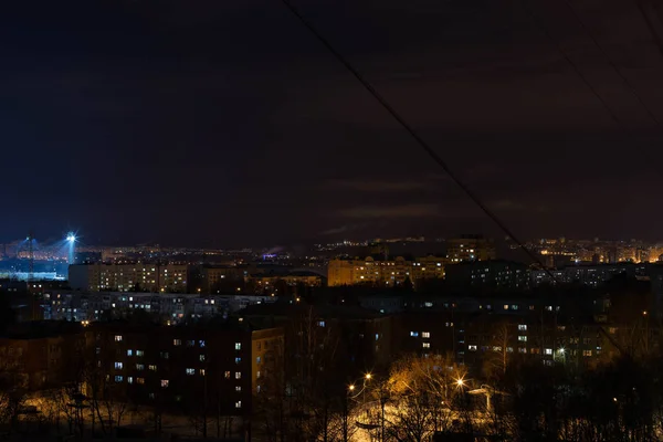 Cheboksary Tomado Noite Janeiro Uma Altura Andares — Fotografia de Stock