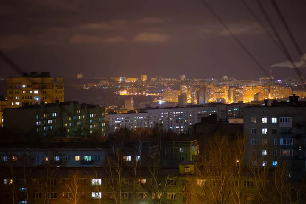 Cheboksary Tomado Noite Janeiro Uma Altura Andares — Fotografia de Stock