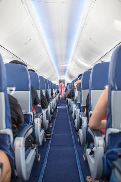 Passengers Traveling Plane Shot Airplane — Stock Photo, Image