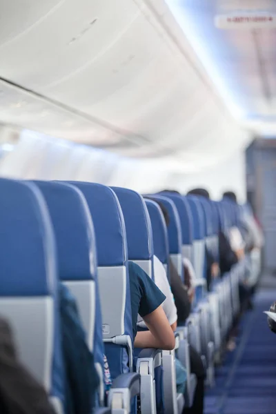 Passagerare Som Reser Med Ett Flyg Skott Från Insidan Ett — Stockfoto