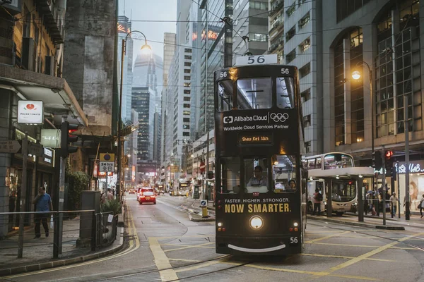 Hong Kong Octubre 2017 Tranvías Las Calles Isla Hong Kong Imágenes de stock libres de derechos