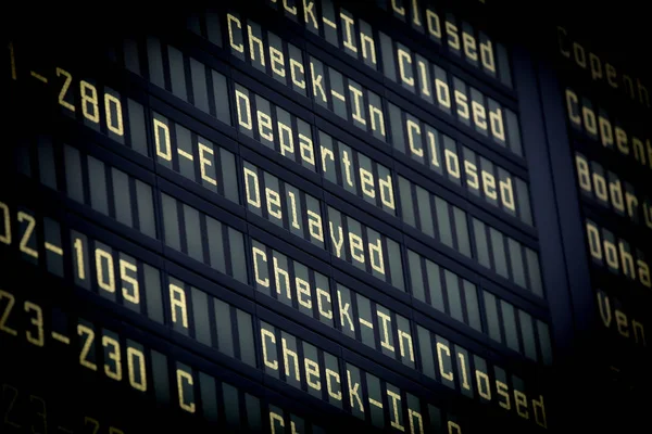 Digital Timetable Board Airport Bus Terminal — Stock Photo, Image