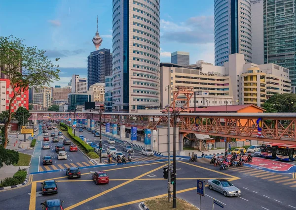 Куала Лумпур Малайзия Марта 2018 Года Закат Оживленной Центральной Улице — стоковое фото