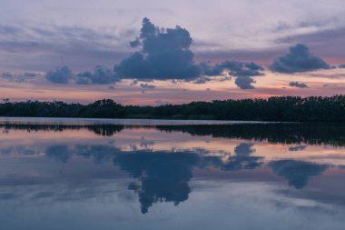 Paurotis gölet Everglades Ulusal Park, Florida, ABD - 16 Temmuz 2018: Sunset ve yansımaları Paurotis gölet Everglades Ulusal Parkı yakınındaki Homestead, Florida