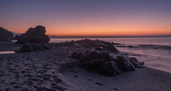 Nerja Malaga Andalusi Spain December 2018 Twilight Sunrise Beach Some — Stock Photo, Image