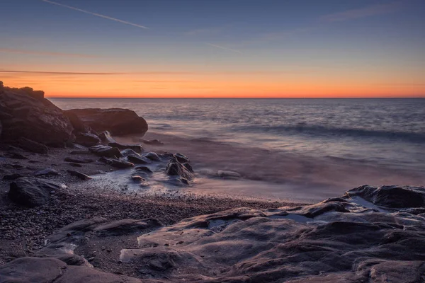 Nerja Málaga Andalusi España Diciembre 2018 Crepúsculo Amanecer Playa Con —  Fotos de Stock