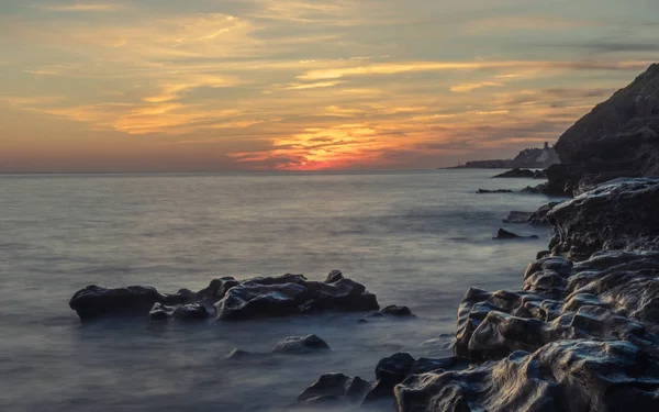 Nerja Malaga Andalusi Spanien Dezember 2018 Schöner Sonnenuntergang Burriana Strand — Stockfoto