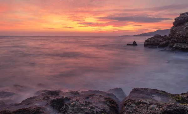 Nerja Malaga Andalusi Spanien Januar 2019 Schöner Sonnenaufgang Mit Reicher — Stockfoto