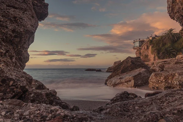 Nerja Malaga Andalusi Spanien Januar 2019 Sonnenaufgang Auf Dem Bekannten — Stockfoto