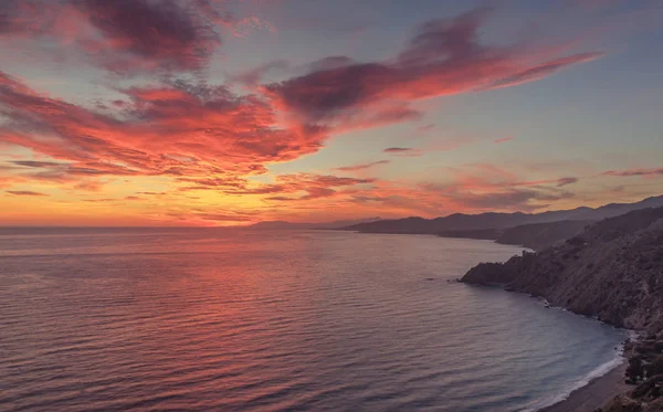 Andalusi Motril Гранада Іспанія Лютого 2019 Захід Сонця Скелях Узбережжя — стокове фото