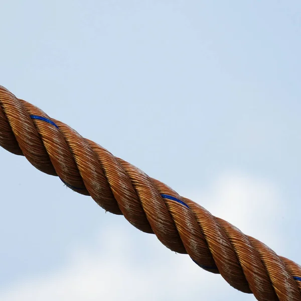 Rope Texture Thread Cord Hemp Closeup Sky Background — Stock Photo, Image