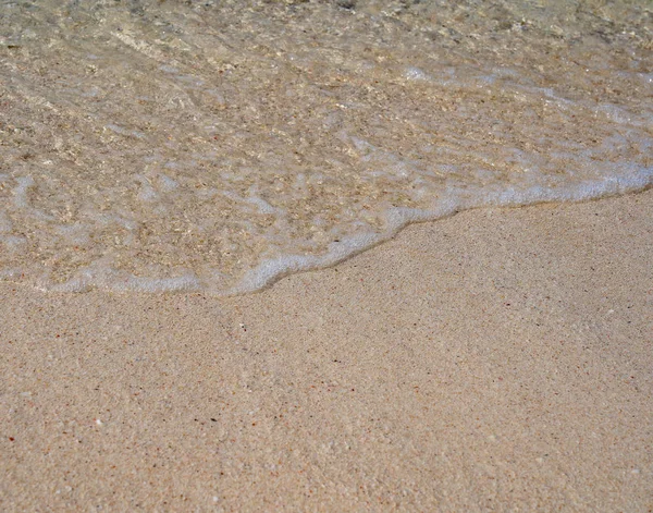 Soft wave of blue ocean on sandy beach Background. — Stock Photo, Image