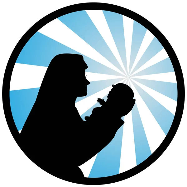 Una Ilustración Virgen María Con Bebé Santo — Vector de stock