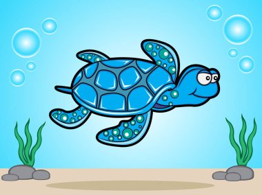 Su altında bir kaplumbağa bir illüstrasyon