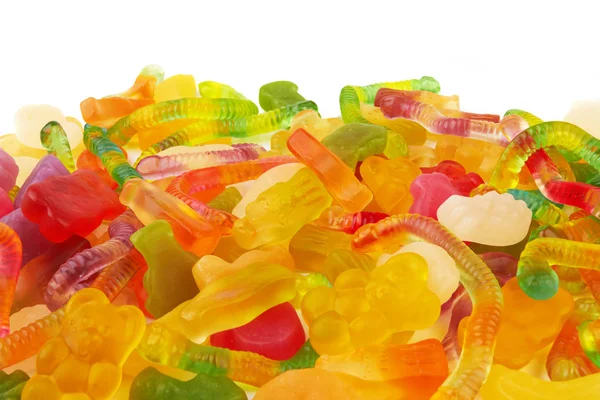 Colorful Neon Gummy Candies Isolaten White Background — Stock Photo, Image