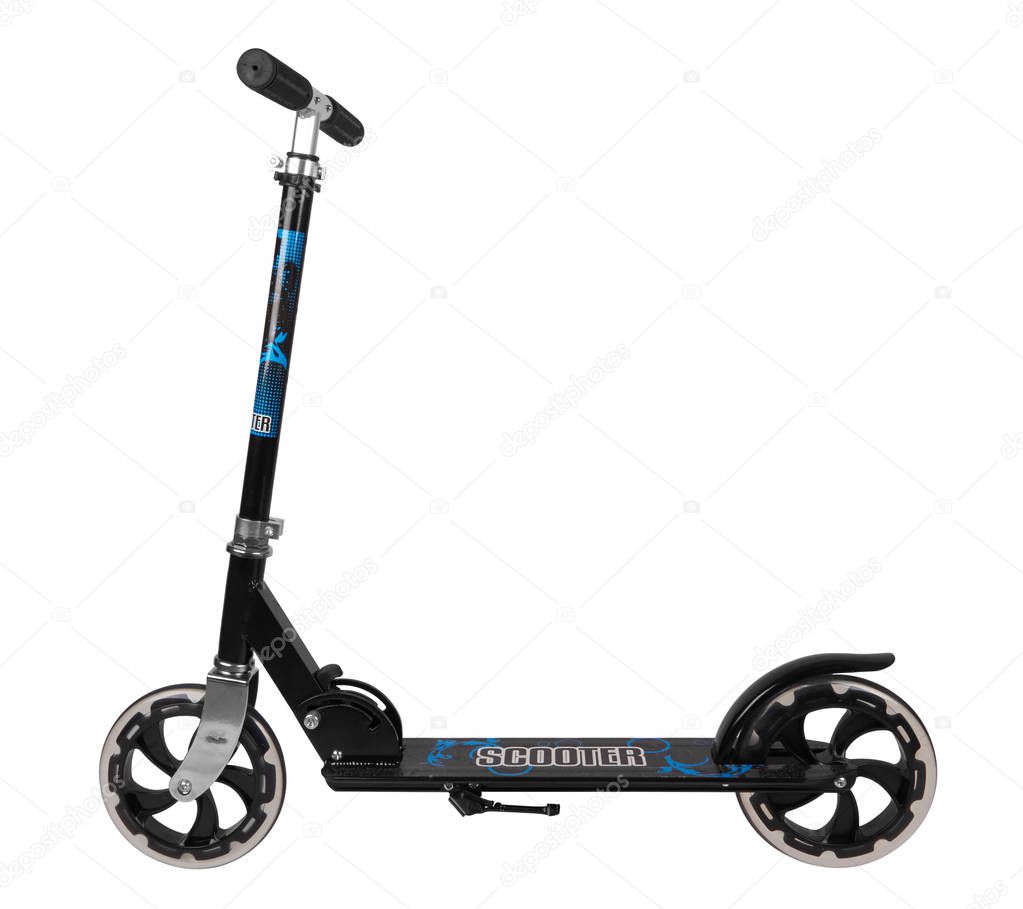 Black metal scooter isolated on white background