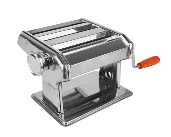Μεταλλικός Παρασκευαστής Ζυμαρικών Μηχανή Που Απομονώνονται Λευκό Φόντο — Φωτογραφία Αρχείου