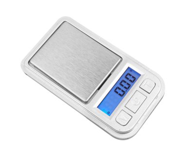 Beyaz bir arka plan üzerinde izole taşınabilir elektronik ölçek