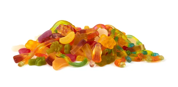 Färgglada Neon Gummy Godis Isolerad Vit Bakgrund — Stockfoto