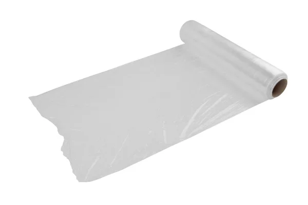 Rollo Película Elástica Plástico Aislado Sobre Fondo Blanco — Foto de Stock