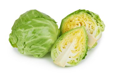 Beyaz arka planda izole edilmiş yeşil lahana