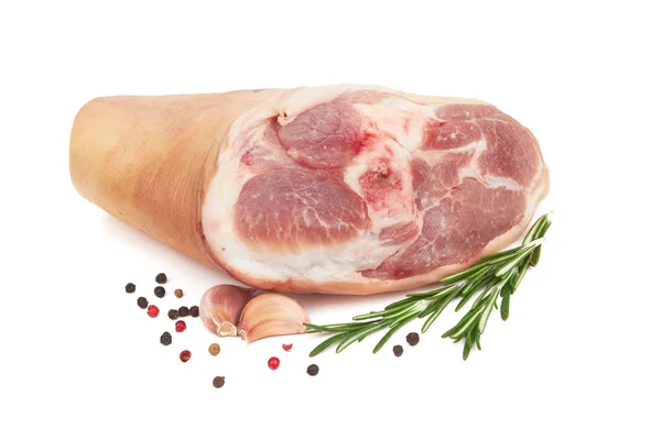 Vers Varkensvlees Knokkel Een Witte Achtergrond — Stockfoto