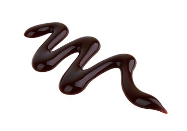 Beyaz arka planda izole edilmiş çikolata şurubu.