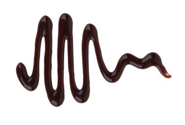 Beyaz arka planda izole edilmiş çikolata şurubu.