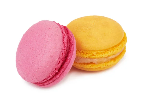 Macarons Coloridos Franceses Aislados Sobre Fondo Blanco — Foto de Stock