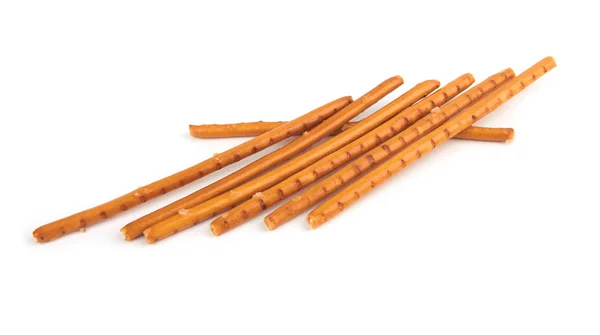 Zoute Kraker Pretzel Sticks Geïsoleerd Witte Achtergrond — Stockfoto