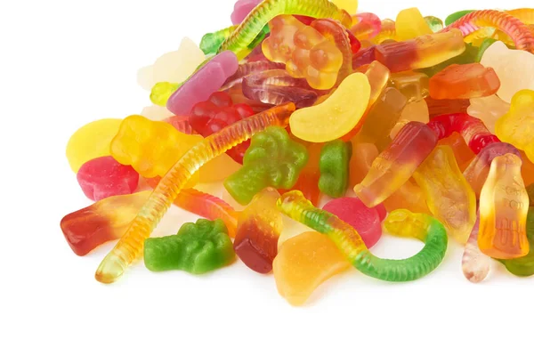 Colorful Neon Gummy Candies Isolaten White Background — Stock Photo, Image