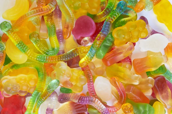 Kleurrijke Neon Gummy Snoepjes Gebruiken Als Achtergrond — Stockfoto