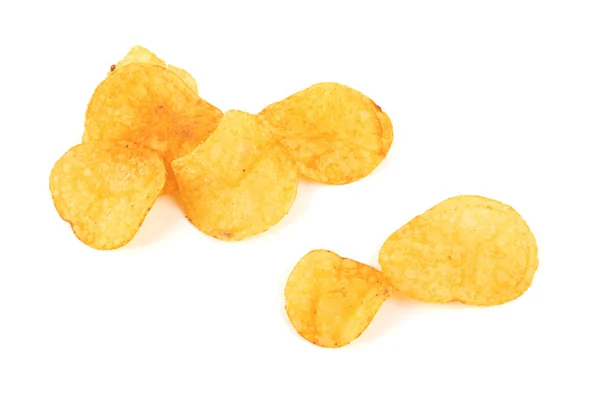 Potatischips på vit — Stockfoto