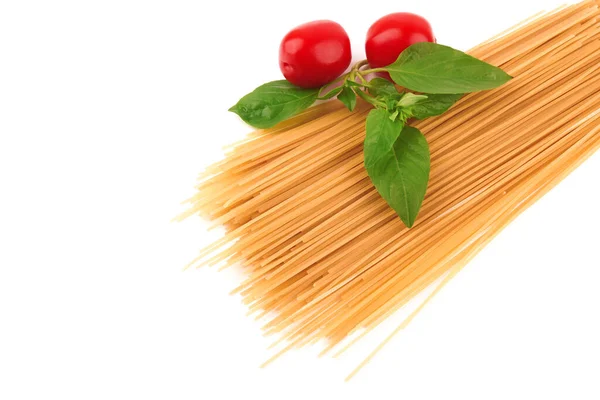 Raw Spaghetti Isolerad Vit Bakgrund — Stockfoto