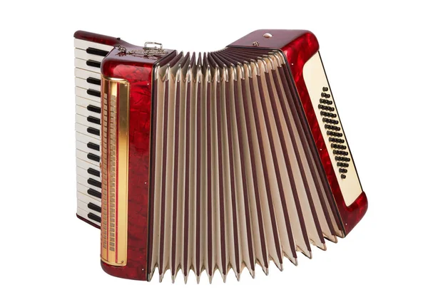 Retro Accordeon Geïsoleerd Witte Achtergrond — Stockfoto